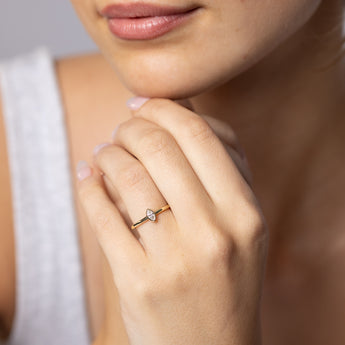 Luminesce Lab Grown 1/10 Carat Marquise Cut Bezel Solitaire Diamond Ring in 9ct Yellow Gold