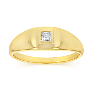 Luminesce Lab Grown 1/5 Carat Diamond Gents Ring in Gold Plated Sterling Silver