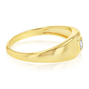 Luminesce Lab Grown 1/5 Carat Diamond Gents Ring in Gold Plated Sterling Silver