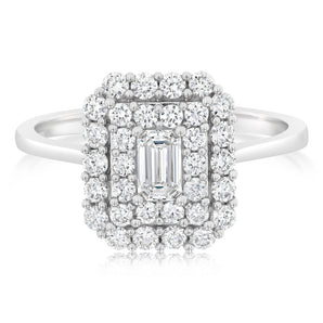 0.73 Carat Luminesce Lab Grown Diamond Emerald Ring in 9ct White Gold