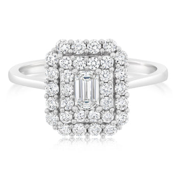 0.73 Carat Luminesce Lab Grown Diamond Emerald Ring in 9ct White Gold