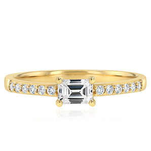 0.40 Carat Luminesce Lab Grown Emerald Brilliant Cut Ring in 9ct Yellow Gold