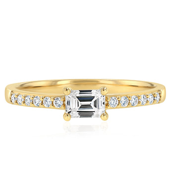 0.40 Carat Luminesce Lab Grown Emerald Brilliant Cut Ring in 9ct Yellow Gold