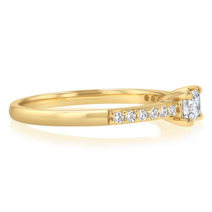0.40 Carat Luminesce Lab Grown Emerald Brilliant Cut Ring in 9ct Yellow Gold