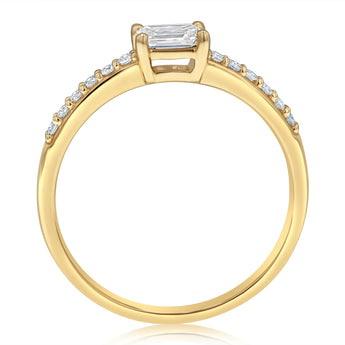 0.40 Carat Luminesce Lab Grown Emerald Brilliant Cut Ring in 9ct Yellow Gold