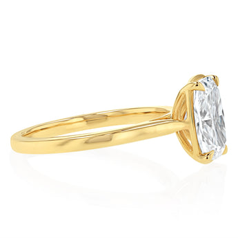 Luminesce Lab Grown 2 Carat Cushion Elongated Cut Diamond Solitaire Ring in 9ct Yellow Gold