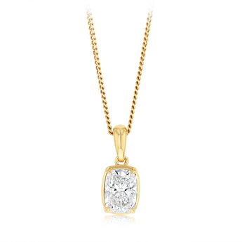 Luminesce Lab Grown 1 Carat Cushion Cut Diamond Solitaire Pendant in 9ct Yellow Gold