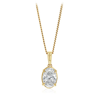Luminesce Lab Grown 1 Carat Oval Diamond Solitaire Pendant in 9ct Yellow Gold