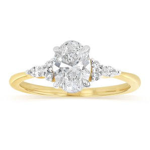 Luminesce Lab Grown 1.10 Carat Diamond Oval Ring in 9ct Yellow Gold