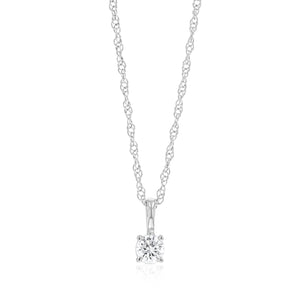 Luminesce Lab Grown 1/10 Carat Solitaire Diamond Pendant on 45cm Chain in Sterling Silver