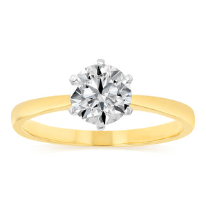 Luminesce Lab Grown 1 Carat Certified Diamond Solitaire Ring in 18ct Yellow Gold