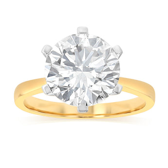 Luminesce Lab Grown 4 Carats Certified Diamond Solitaire Ring in 18ct Yellow Gold