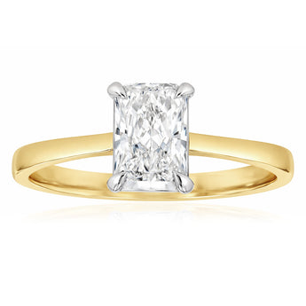 Luminesce Lab Grown 1 Carat Certified Radiant Diamond Solitaire Ring in 18ct Yellow Gold
