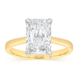 Luminesce Lab Grown 3 Carats Certified Radiant Diamond Solitaire Ring in 18ct Yellow Gold