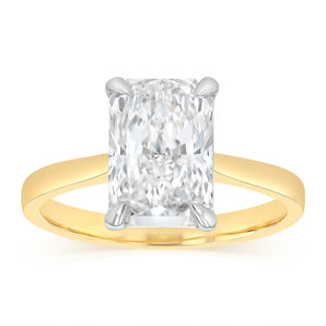 Luminesce Lab Grown 3 Carats Certified Radiant Diamond Solitaire Ring in 18ct Yellow Gold