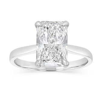 Luminesce Lab Grown 3 Carats Certified Radiant Diamond Solitaire Ring in 18ct White Gold