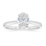 Luminesce Lab Grown 1 Carat Certified Oval Diamond Solitaire Ring in 18ct White Gold