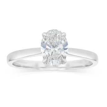 Luminesce Lab Grown 1 Carat Certified Oval Diamond Solitaire Ring in 18ct White Gold