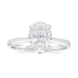 Luminesce Lab Grown 2 Carats Certified Oval Diamond Solitaire Ring in 18ct White Gold