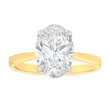 Luminesce Lab Grown 3 Carats Certified Oval Diamond Solitaire Ring in 18ct Yellow Gold