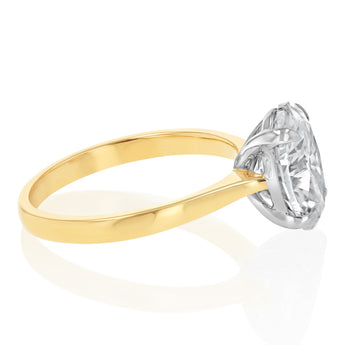 Luminesce Lab Grown 3 Carats Certified Oval Diamond Solitaire Ring in 18ct Yellow Gold