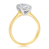 Luminesce Lab Grown 3 Carats Certified Oval Diamond Solitaire Ring in 18ct Yellow Gold