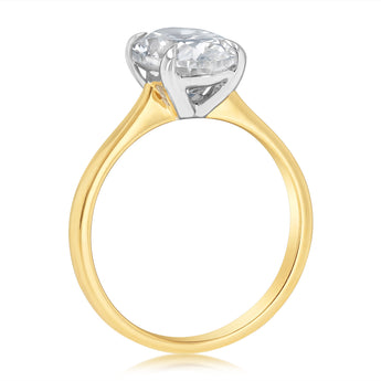 Luminesce Lab Grown 3 Carats Certified Oval Diamond Solitaire Ring in 18ct Yellow Gold