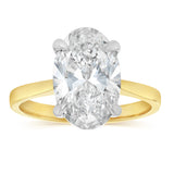 Luminesce Lab Grown 4 Carats Certified Oval Diamond Solitaire Ring in 18ct Yellow Gold
