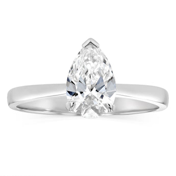 Luminesce Lab Grown 1 Carat Certified Pear Diamond Solitaire Ring in 18ct White Gold