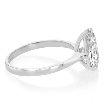 Luminesce Lab Grown 2 Carats Certified Pear Diamond Solitaire Ring in 18ct White Gold