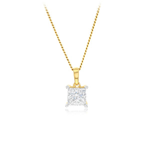 Luminesce Lab Grown 1 Carat Diamond Princess Cut Pendant in 9ct Yellow Gold