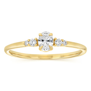 Luminesce Lab Grown 1/4 Carat Diamond Oval Ring in 9ct Yellow Gold