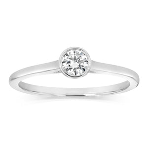 Luminesce Lab Grown 1/4 Carat Diamond Bezel Solitaire Ring in Sterling Silver
