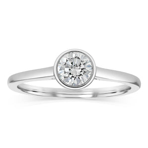 Luminesce Lab Grown 1/2 Carat Diamond Bezel Solitaire Ring in Sterling Silver