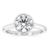 Luminesce Lab Grown 2 Carat Diamond Bezel Solitaire Ring in Sterling Silver