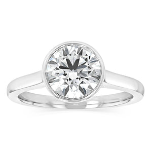 Luminesce Lab Grown 2 Carat Diamond Bezel Solitaire Ring in Sterling Silver