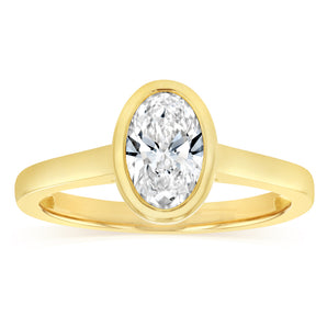 Luminesce Lab Grown 1 Carat Diamond Bezel Solitaire Ring in 9ct Yellow Gold
