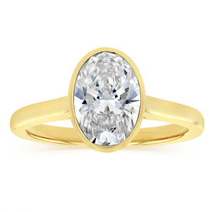 Luminesce Lab Grown 2 Carat Diamond Bezel Solitaire Ring in 9ct Yellow Gold