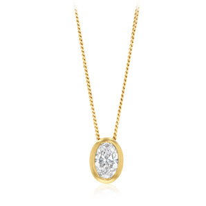 Luminesce Lab Grown 1 Carat Diamond Oval Solitaire Bezel in 9ct Yellow Gold