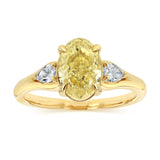 Luminesce Lab Grown 2.30 Carats Diamond Ring with 2 Carats Yellow Oval Centre Diamond in 9ct Yellow Gold