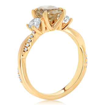 Luminesce Lab Grown 2.60 Carats Diamond Ring with 2 Carats Yellow Oval Centre Diamond in 9ct Yellow Gold