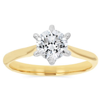 Luminesce Lab Grown 1 Carat Diamond Solitaire Ring in 9ct Yellow Gold