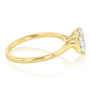 Luminesce Lab Grown 1 Carat Diamond Pear Ring in 9ct Yellow Gold