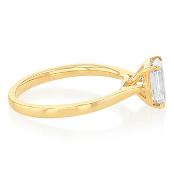 Luminesce Lab Grown 1 Carat Diamond Solitaire Emerald Ring in 9ct Yellow Gold