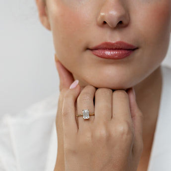 Luminesce Lab Grown 2 Carat Diamond Solitaire Emerald Ring in 9ct Yellow Gold