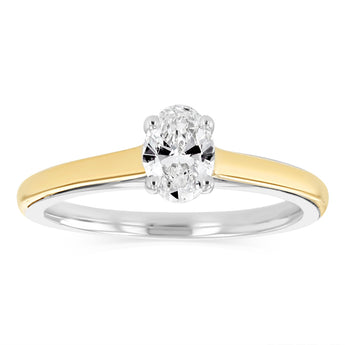Luminesce Lab Grown 1/2 Carat Diamond Oval Ring in 9ct Yellow Gold and Sterling Silver