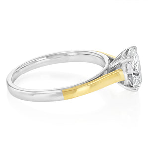 Luminesce Lab Grown 1 Carat Diamond Solitaire Oval Ring in 9ct Yellow Gold and Sterling Silver