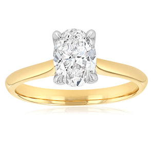Luminesce Lab Grown 1 Carat Oval Diamond Solitaire Ring in 9ct Yellow Gold