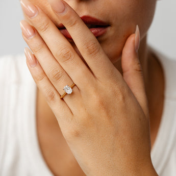 Luminesce Lab Grown 1 Carat Oval Diamond Solitaire Ring in 9ct Yellow Gold