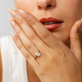 Luminesce Lab Grown 1 Carat Pear Diamond Solitaire Ring in 9ct Yellow Gold
